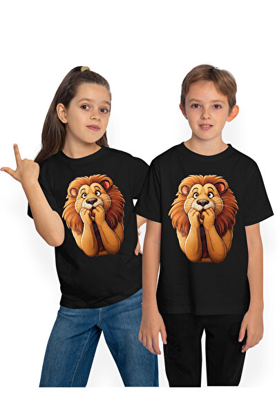 StoryGift Romania Tricou Copii Cu Un Leu Speriat, Ilustratie, Fricos, Tremura...