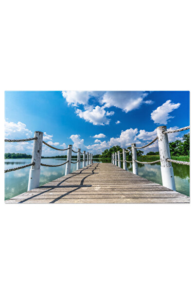 StoryGift Romania Tablou Canvas Ponton Mic Intr-un Lac Intr-o Zi Frumoasa Cu ...