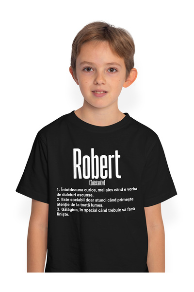 StoryGift Romania Tricou Copii Baieti Cu Numele Robert, Cu Mesaj Amuzant, Cur...