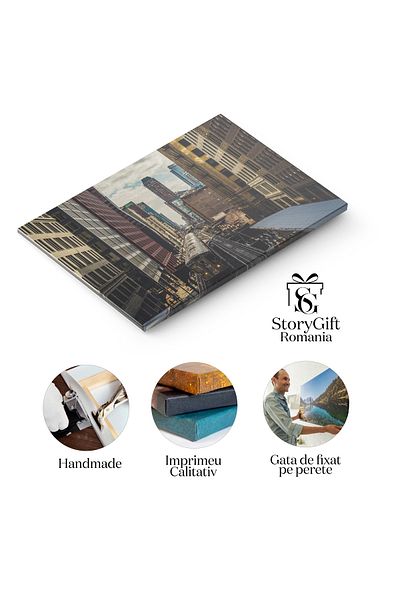 StoryGift Romania Elevated Train Lines Above the Chicago Railroad Canvas Print, Subway, Time, Buildings, Travel