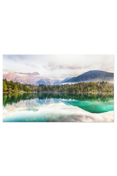 StoryGift Romania Tablou Canvas Vedere A Apusului Peste Lacul Fusine, Peisaj, Natura, Apus, Lac 2501