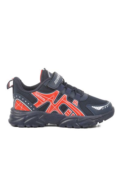 Aspor Navy Blue Red Velcro Boys' Sports Shoes