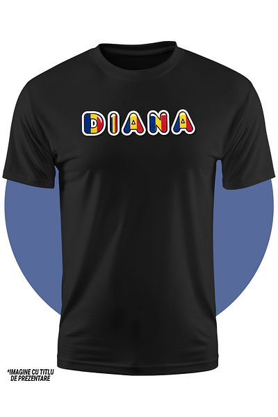 StoryGift Romania Tricou Copii Fete Cu Numele Diana, Romania, Suporter, Steagul Romaniei, Patriot 100% Bumba