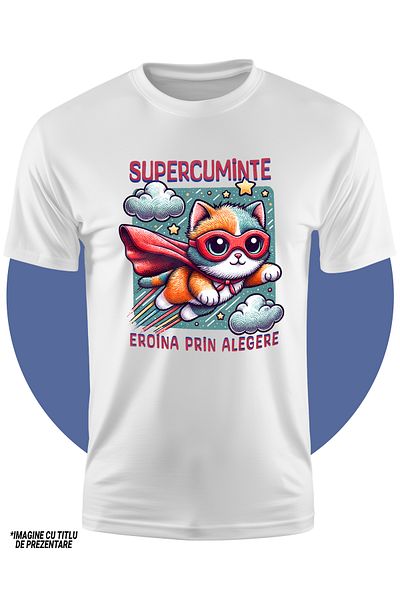 StoryGift Romania Tricou Copii Fete Super Cuminte, Supererou, Eroina Prin Alegere 100% Bumbac, Unisex, Alb,