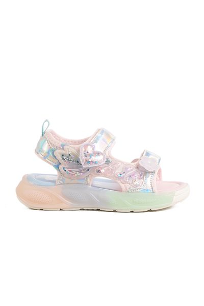 pepino Silver Velcro Lighted Girls' Flat Sandals