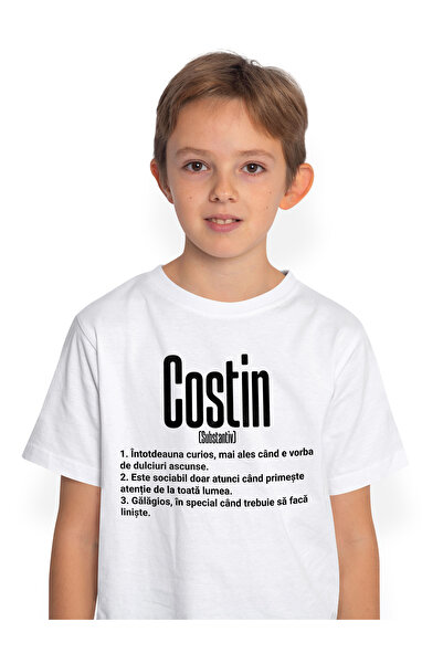 StoryGift Romania Tricou Copii Baieti Cu Numele Costin, Cu Mesaj Amuzant, Cur...