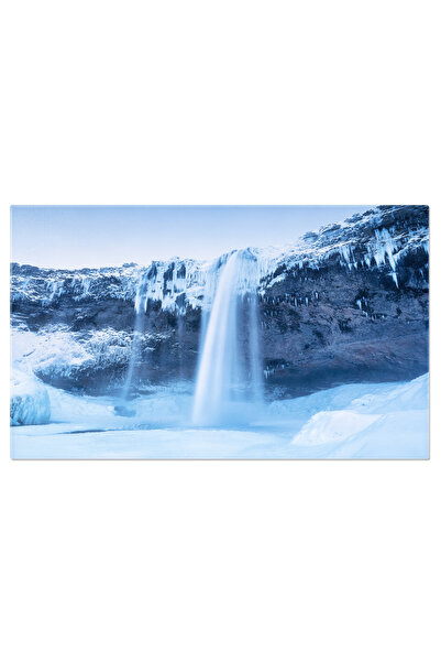 StoryGift Romania Tablou Canvas Seljalandsfoss In Iarna Islandeza, Iarna, Peisaj, Natura, Stanc, Munte, Rau. 3988