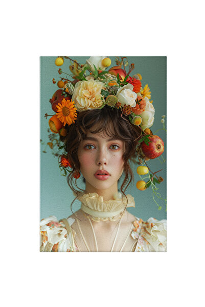 StoryGift Romania Tablou Canvas Tânăra Cu Accesoriu Pe Cap Înflorit Splendid ...