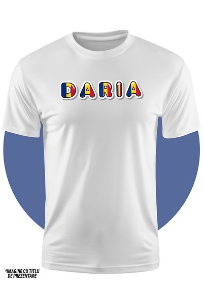 StoryGift Romania Tricou Copii Fete Cu Numele Daria, Romania, Suporter, Steagul Romaniei, Patriot 100% Bumba