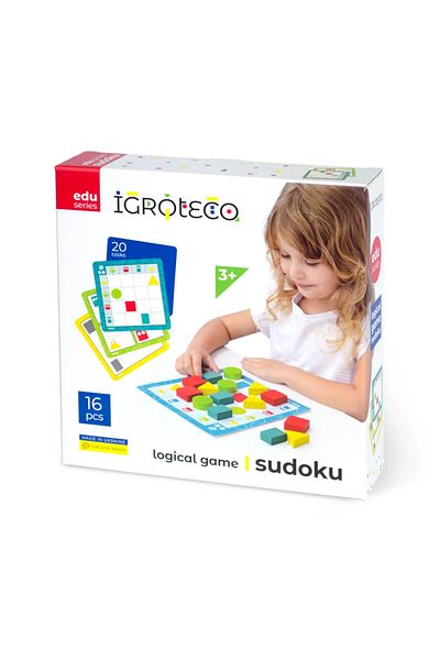 Igroteco Joc de logica din lemn - Sudoku pentru copii, 16 piese