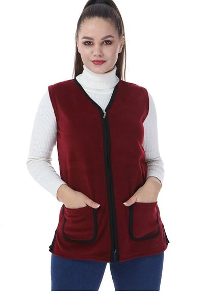 anne moda ankara Fleece Wide Fit cu decolteu în V, vestă cu fermoar