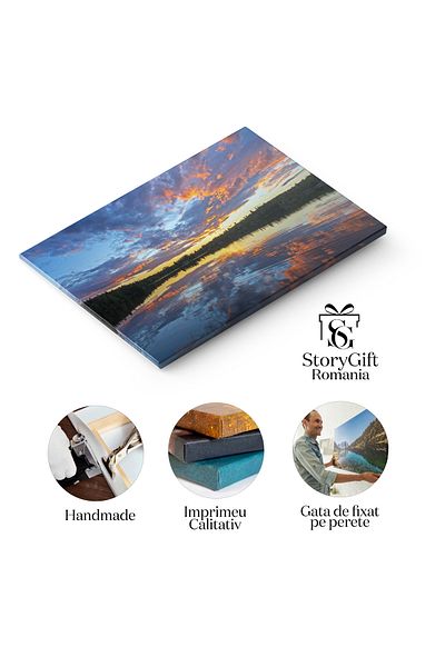 StoryGift Romania Tablou Canvas: Reflexii Cuceritoare La Lac - Liniste La Apus