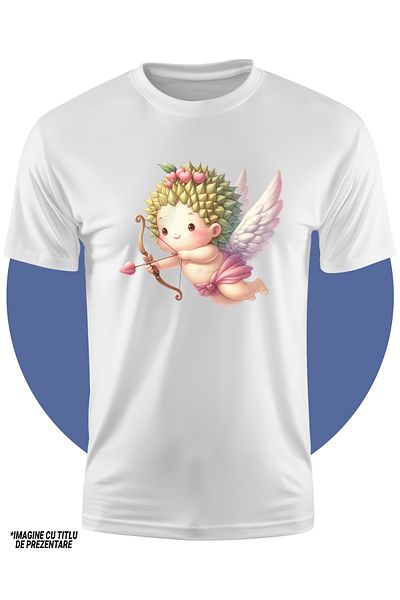 StoryGift Romania Tricou Copii Cu Un Bebelus Vesel Cu Tepi In Cap, Ilustratie, Inimi, Trage Cu Arcul, Indrag