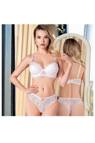 The Clover Supported Lace Destilled, Padded Bra & Panty Set with Straps