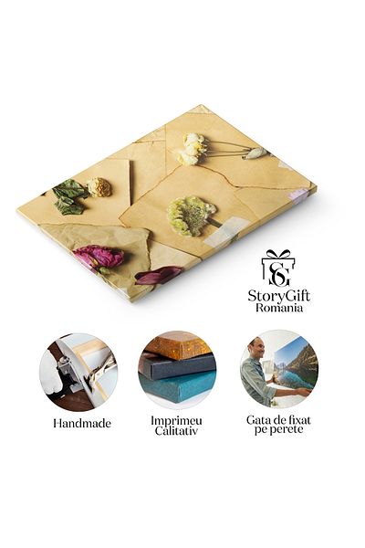 StoryGift Romania Tablou Canvas Compozitie Vintage De Flori Uscate Pe Vechiuri In 2024 Eleganta Retro In Aranjame