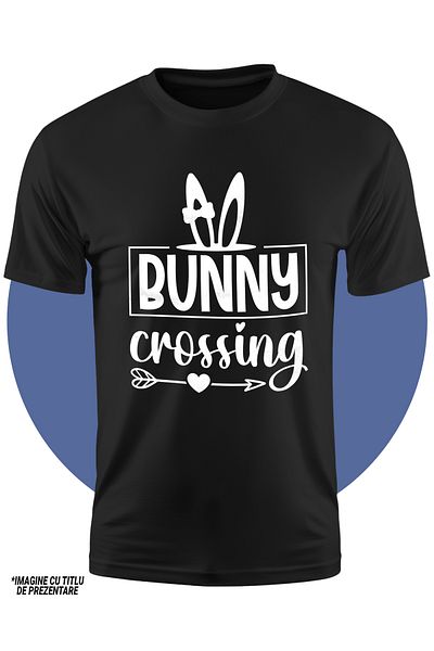 StoryGift Romania Tricou Copii Cu Urechi De Iepure Si Mesajul In Engleza "bunny Crossing" - Trecere Pentru I
