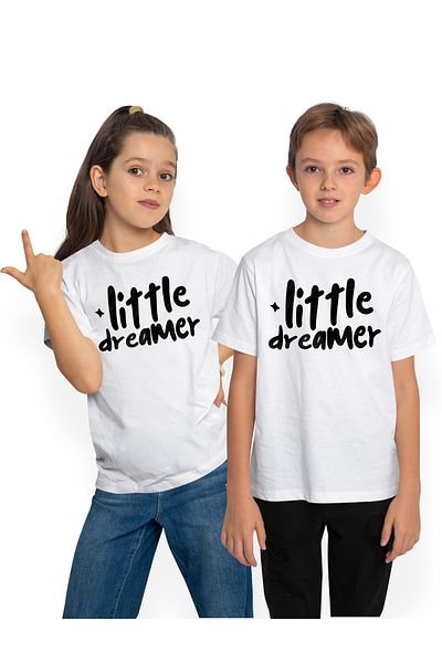 StoryGift Romania Tricou Copii Pentru Copii Cu Mesajul In Engleza "little Dreamer" - Micut Visator 100% Bumb