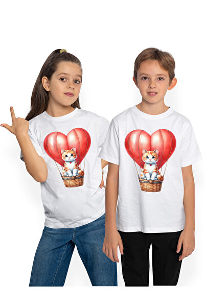 StoryGift Romania Tricou Copii cu o pisicuta care se plimba cu un balon cu ae...