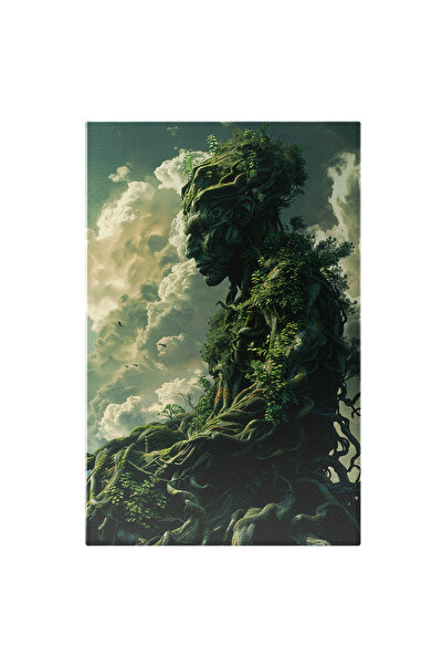 StoryGift Romania Tablou Canvas Omul Copac Uitat De Lume Prins Cu Rădăcini Nemuritoare În Bătaia Norilor , Pictur