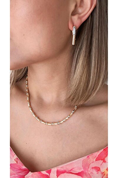 SİUJEWELS Steel Necklace Gold with Stone