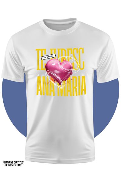 StoryGift Romania Tricou Copii Fete Te Iubesc Ana Maria, Dragoste, Inima, Iubire, Sfantul Valentin, Dragobet