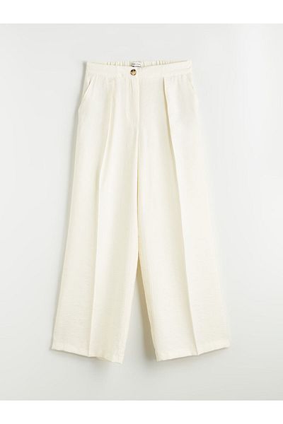 LC Waikiki Lcwaikiki Classic Ecru Elastic Waist Modal Blended Women's Trousers t t