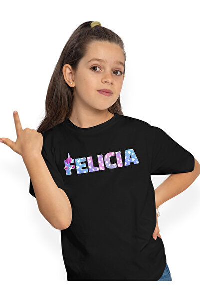 StoryGift Romania Tricou Copii Fete Cu Numele Felicia, Unicorn, Printesa, Fai...