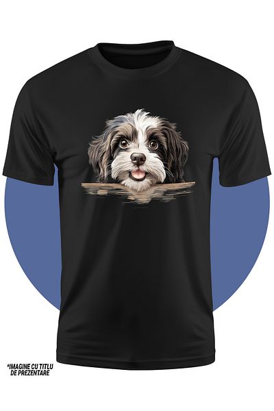 StoryGift Romania Tricou Copii Cu Un Catel Blanos, Ilustratie, Jucaus, Isi Asculta Stapanul, Pentru Iubitori