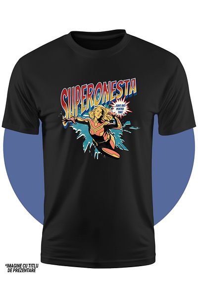 StoryGift Romania Tricou Copii Fete Super Onesta, Supererou Sunt Aici Pentru Tine 100% Bumbac, Unisex, Negru