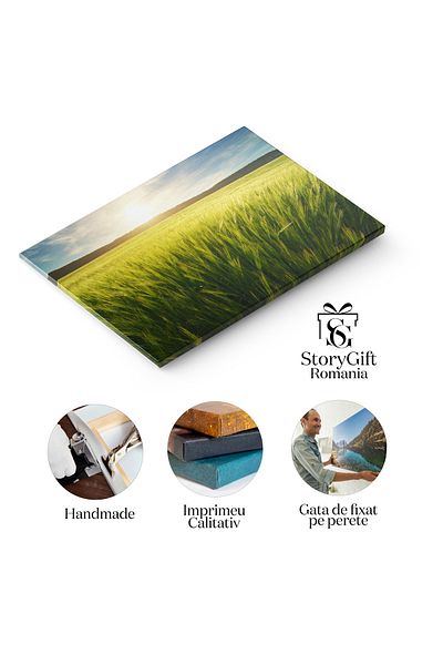 StoryGift Romania Tablou Canvas Dimineata In Valea Cu Campuri Si Flori Vara, Peisaj Natural, Bulgaria 2987