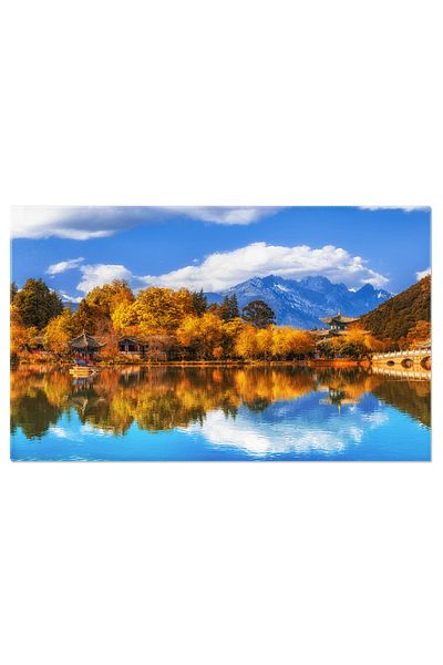 StoryGift Romania Tablou Canvas Panorama Lacului Dragonul Negru, Lijiang, China Panorama, China, Cultural, Natura