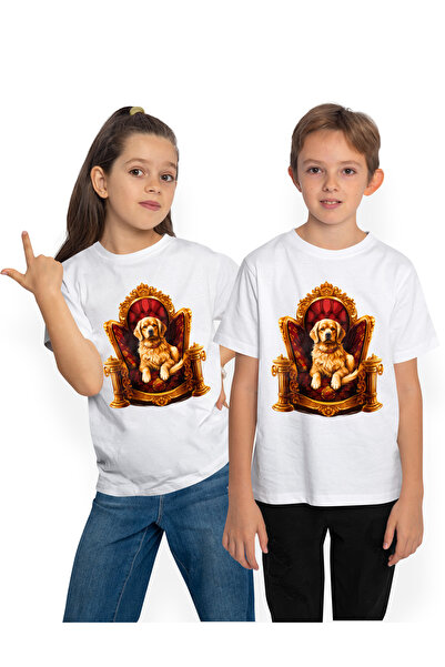 StoryGift Romania Tricou Copii Cu Un Caine Roial Care Sta Pe Scaun, Instarit,...