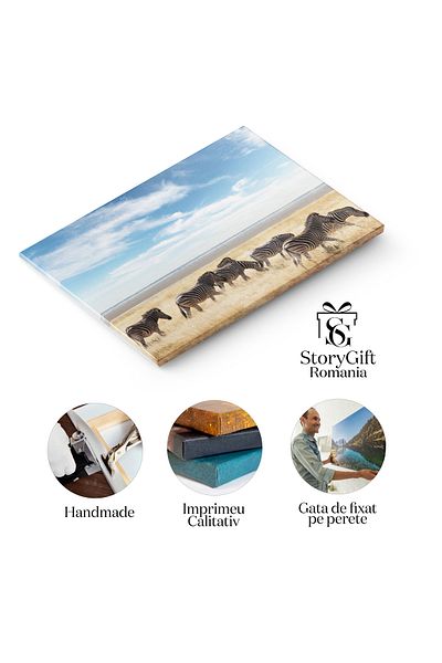 StoryGift Romania Canvas Print Zebra Family On Dry Savannah, Wildlife, Africa, Savannah, Reservation 3