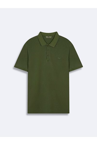 Ltb Green Polo Collar Pale Effect T-Shirt