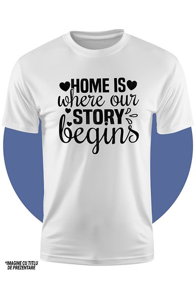 StoryGift Romania Tricou Copii Cu Inimioare Si Mesajul "home Is Where Our Story Begins" - "acasa" Este Locul