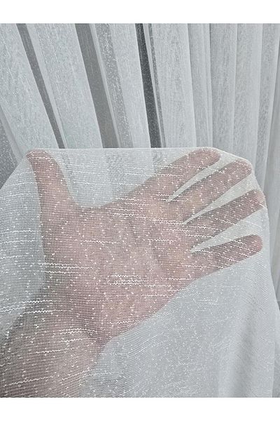 BBB Dot Line Patterned Stylish Tulle Curtain Ecru 1 E 2.5 Pleated Et5003Santuk