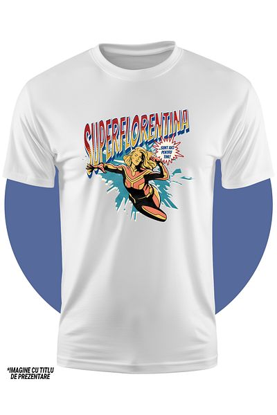 StoryGift Romania Tricou Copii Fete Super Florentina Supererou Sunt Aici Pentru Tine 100% Bumbac, Unisex, Al