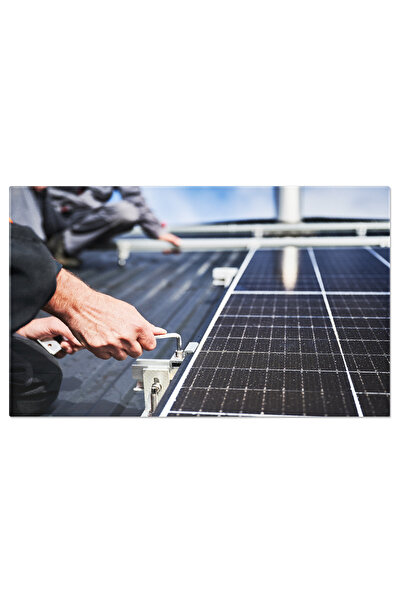 StoryGift Romania Canvas Print Technician Installing Photovoltaic Solar Panel...