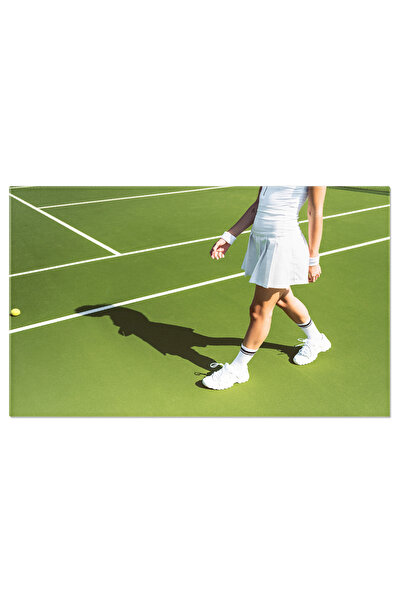 StoryGift Romania Tablou Canvas Forta Si Gratie Jucatoare De Tenis Feminina In Echipament Sportiv Alb, Emitand De