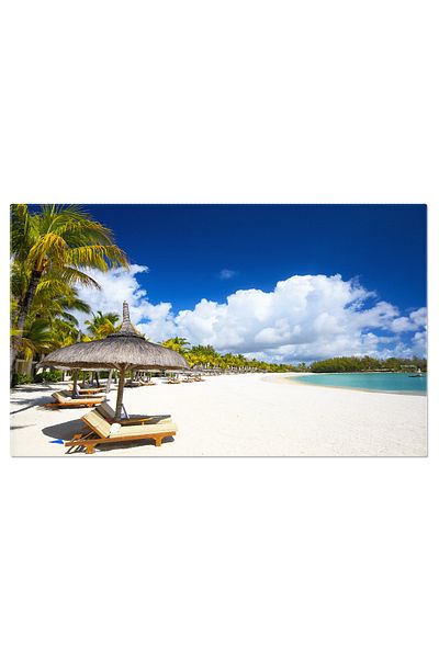 StoryGift Romania Tablou Canvas Plaja Tropicala, Oceanul Indian, Nisip, Exotica, Palmier, Idilic, Calatorie, Peis