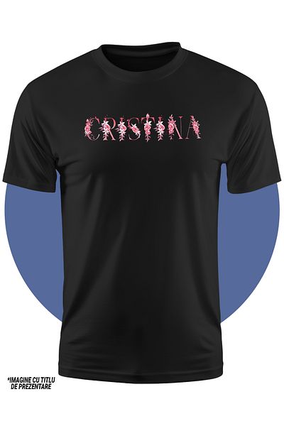StoryGift Romania Tricou Copii Fete Cu Numele Cristina, Floral, Colorat, Creativ, Frumos, Unicat 100% Bumbac