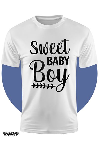 StoryGift Romania Tricou Copii Cu Textul In Engleza "sweet Baby Boy" - Baietel Bebelus Dulce Afectiune 100%