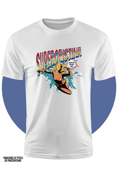 StoryGift Romania Tricou Copii Fete Super Cristina, Supererou Sunt Aici Pentru Tine 100% Bumbac, Unisex, Alb