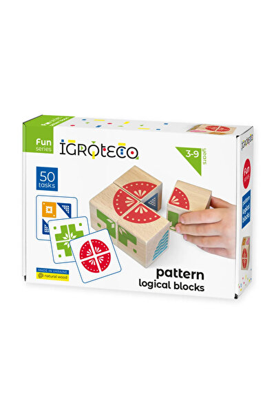 Igroteco Blocuri logice din lemn, cu model, 4 piese