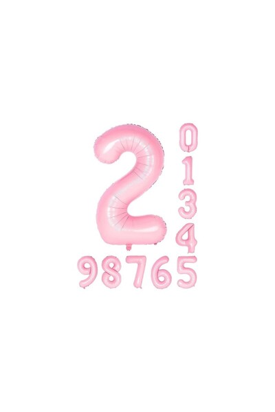 Papatya Party Pembe Rakam Folyo Balon Yaş Pembe Balon 34'' 76 cm Sayı Balon U...