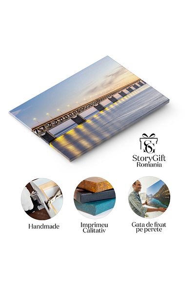 StoryGift Romania Tablou Canvas Parte Din Podul Oresund Danemarca, Suedia, Peisaj, Arhitectura, Scandinav 3485