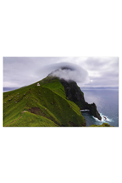 StoryGift Romania Tablou Canvas, Peisaj Montan In Faroe, Farul Kallur, Aventu...