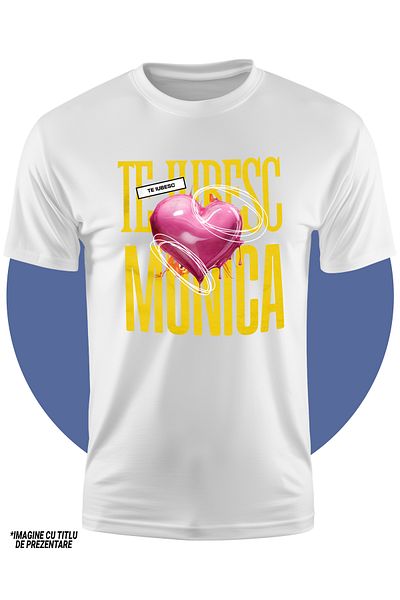 StoryGift Romania Tricou Copii Fete Te Iubesc Monica, Dragoste, Inima, Iubire, Sfantul Valentin, Dragobete,