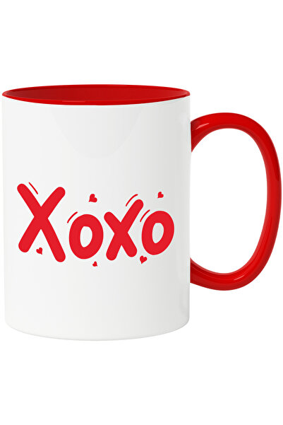 StoryGift Romania Cana cu inimioare si textul "Xoxo" - pupici cu Maner Rosu, ...