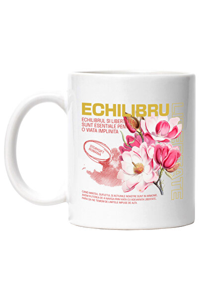 StoryGift Romania Cana ECHILIBRU SI LIBERTATE, 330ml, Ceramic cu Maner Alb, C...